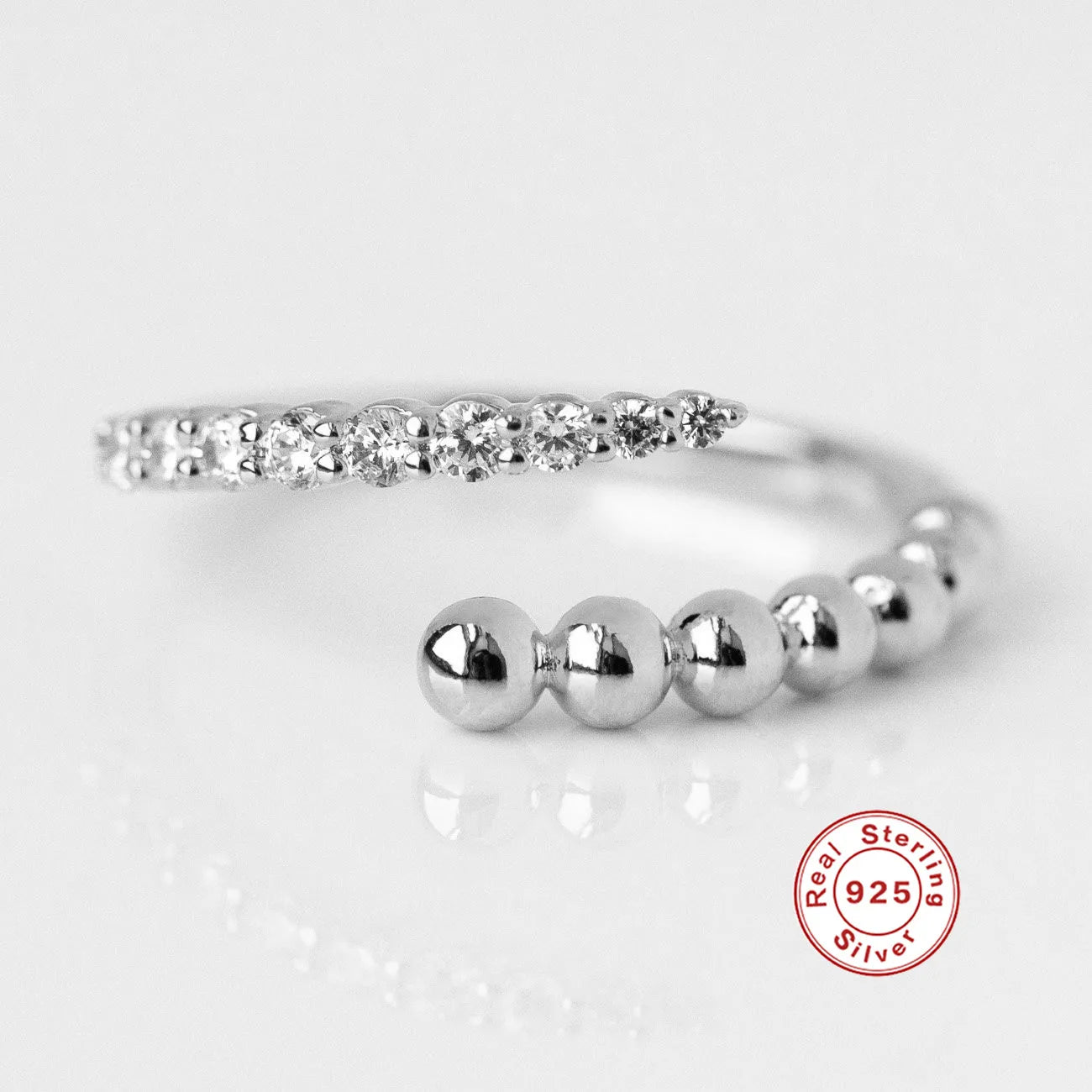 925 Sterling Silver Snake Ring - Open Adjustable Design