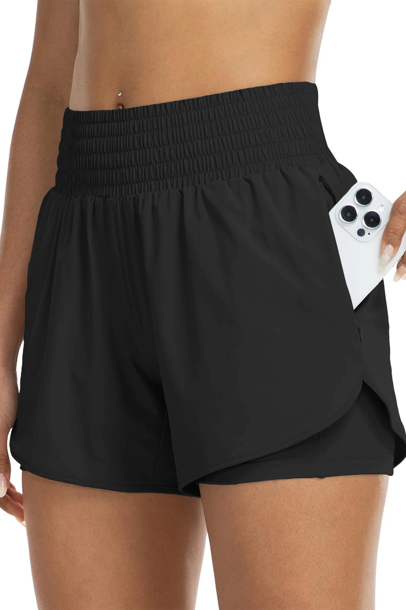 Women’s High-Waist Sporty Shorts With Pockets