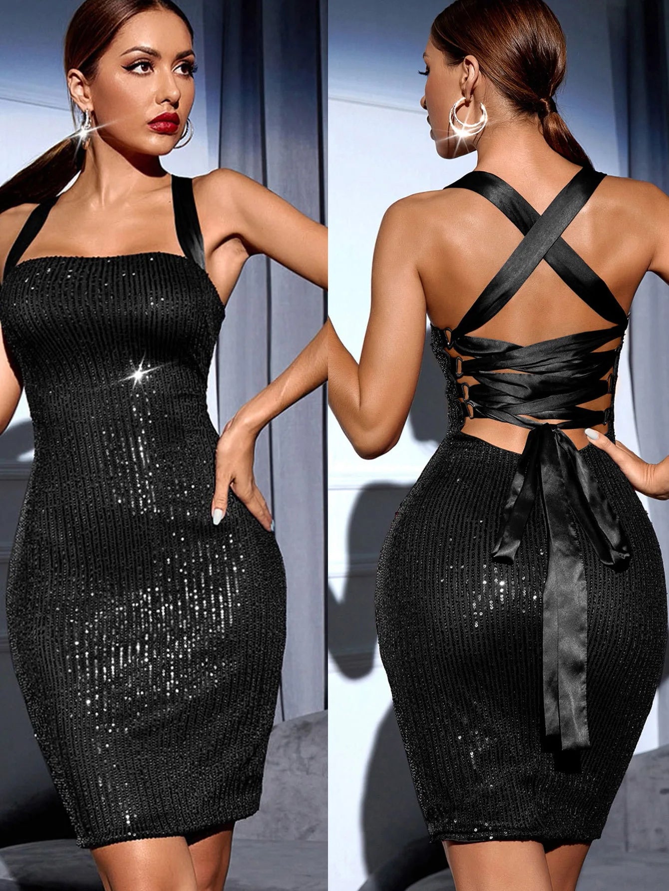 Snow Master Sequin Evening Dress