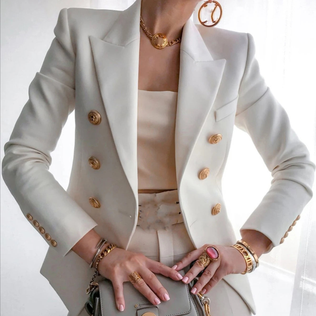 Tailored Blazer Coat - Turn Down Collar Jacket