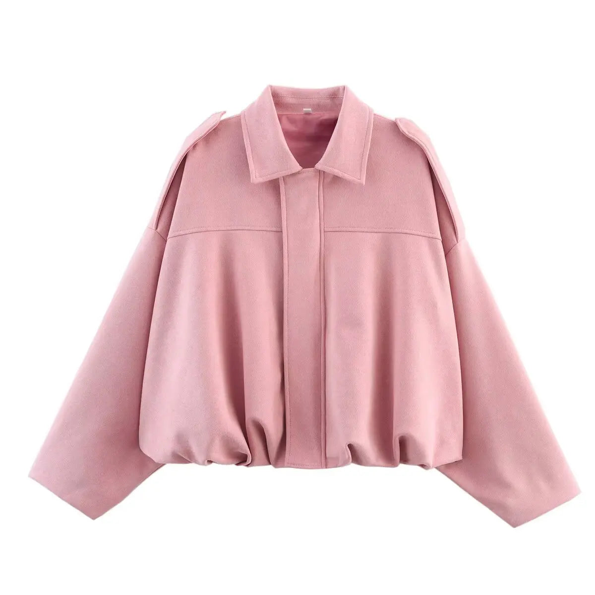Suede Texture Bomber Jacket - Relaxed Lapel Style