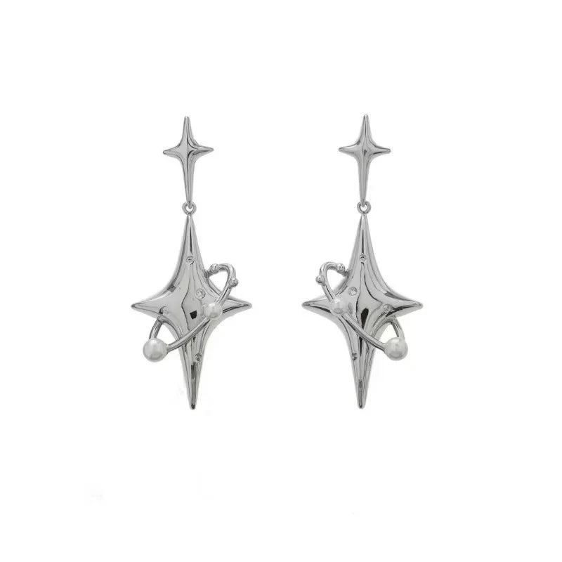 Star Drop Earrings - Pearl and Crystal Party Design