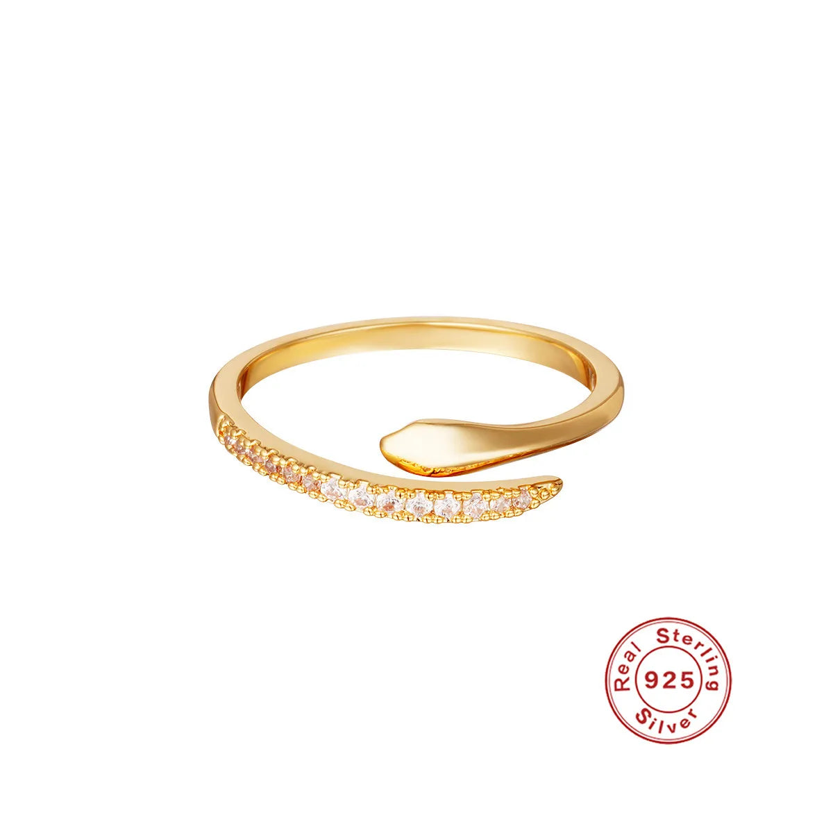925 Sterling Silver Snake Ring - Open Adjustable Design