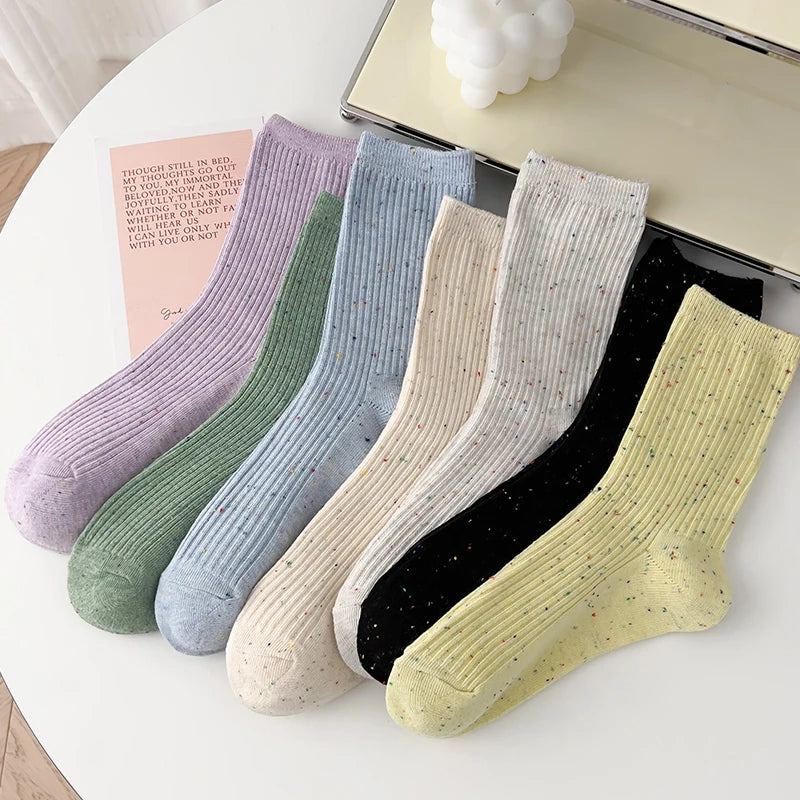 Colorful Breathable Crew Socks - Soft Japanese Style