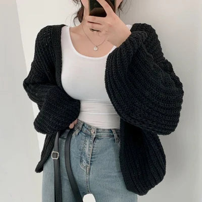 Harajuku Lantern Sleeve Cardigan - Korean Streetwear Sweater