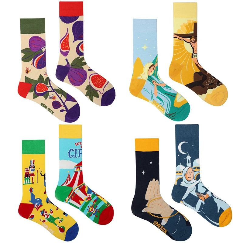 Playful Print Tube Socks - Cotton Unisex Pair