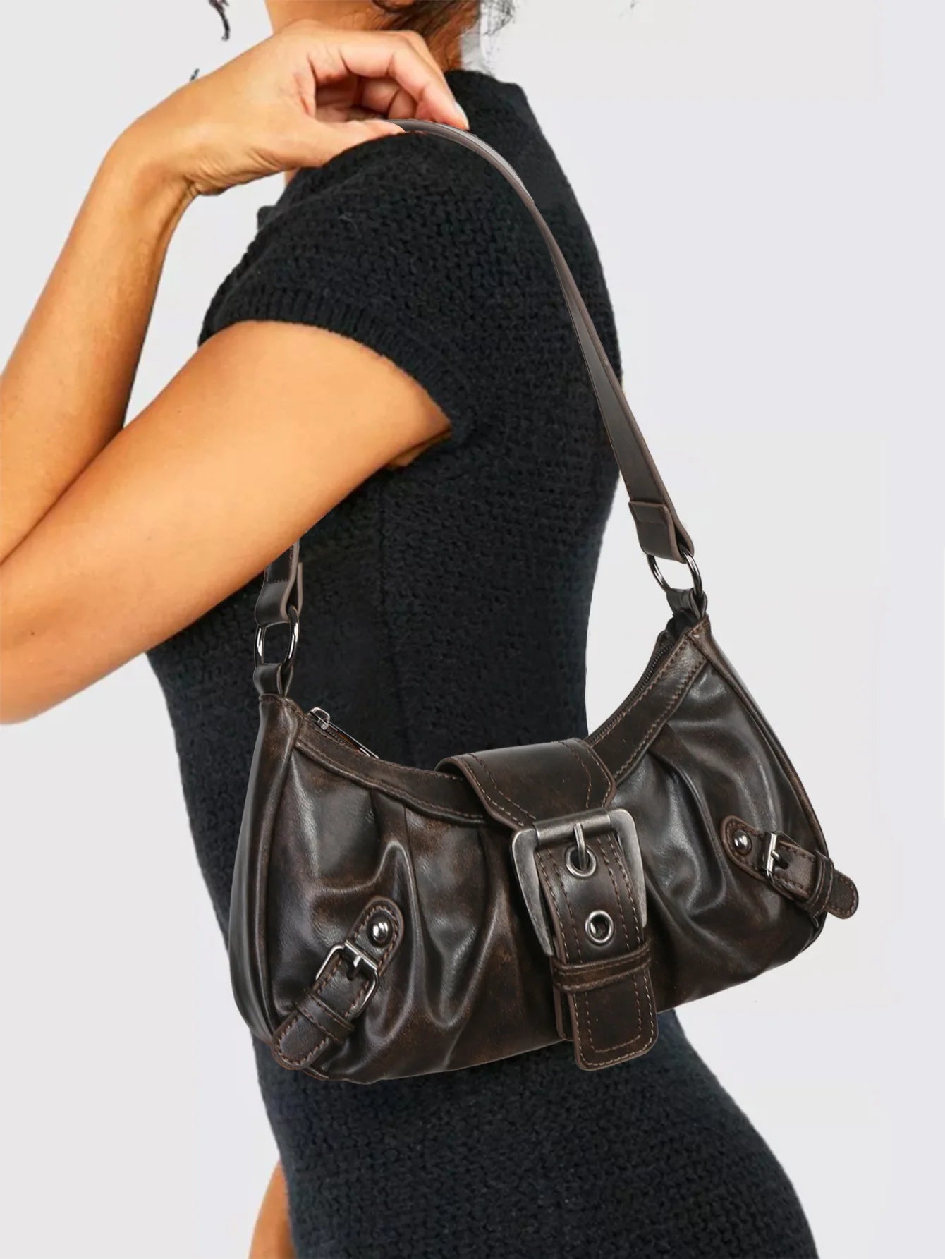 PU Leather Y2K Shoulder Bag - Retro Finish