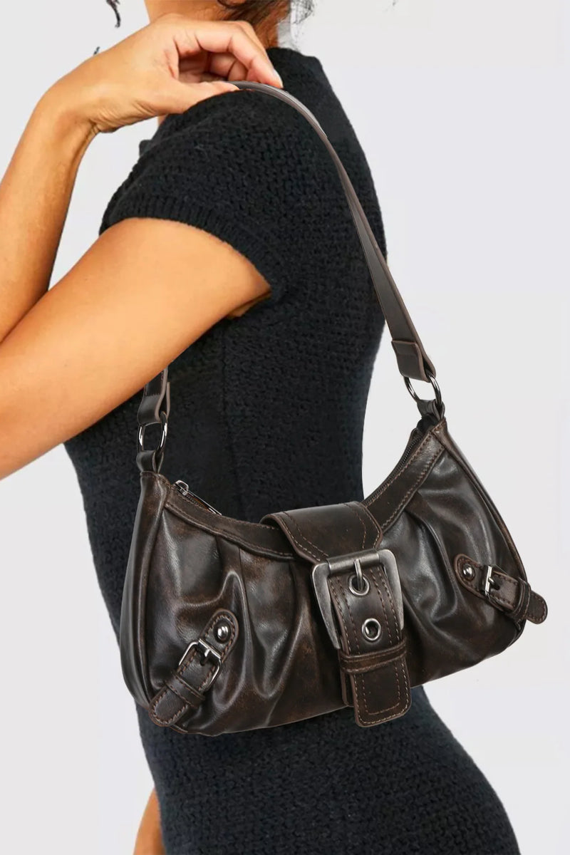 PU Leather Y2K Shoulder Bag - Retro Finish