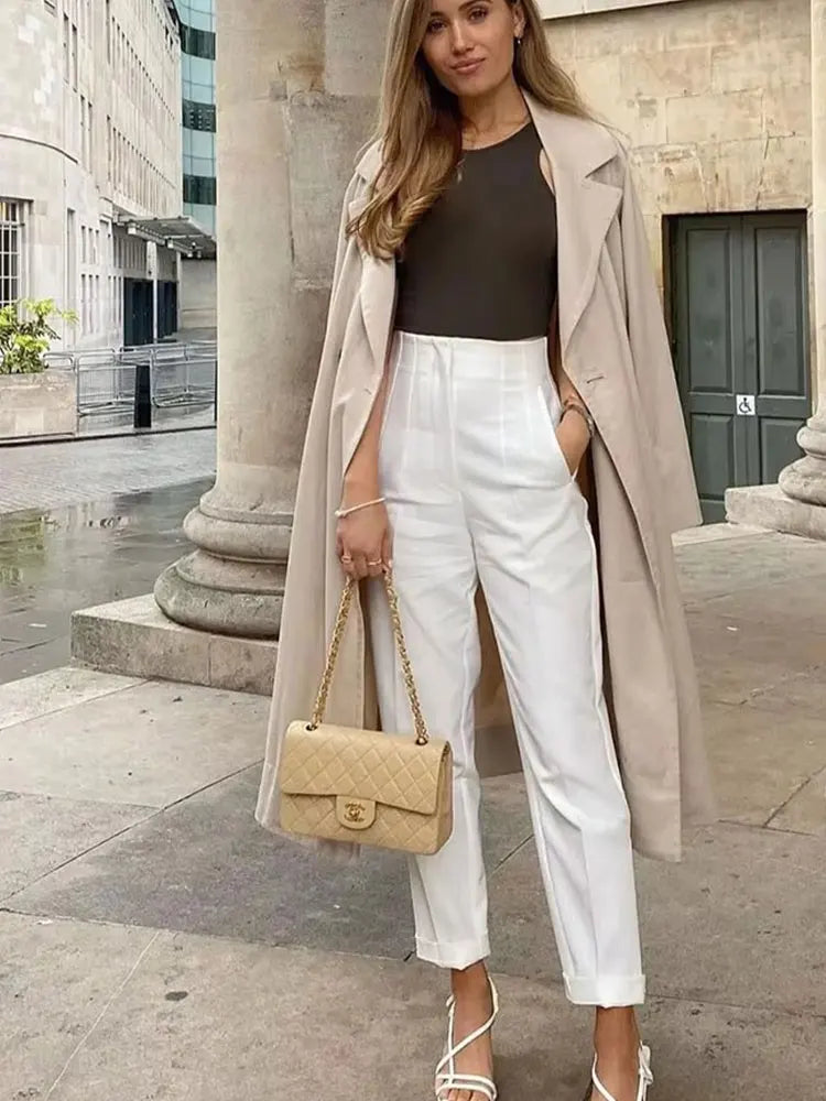 High Waist Pencil Pants - Chic Office Trousers