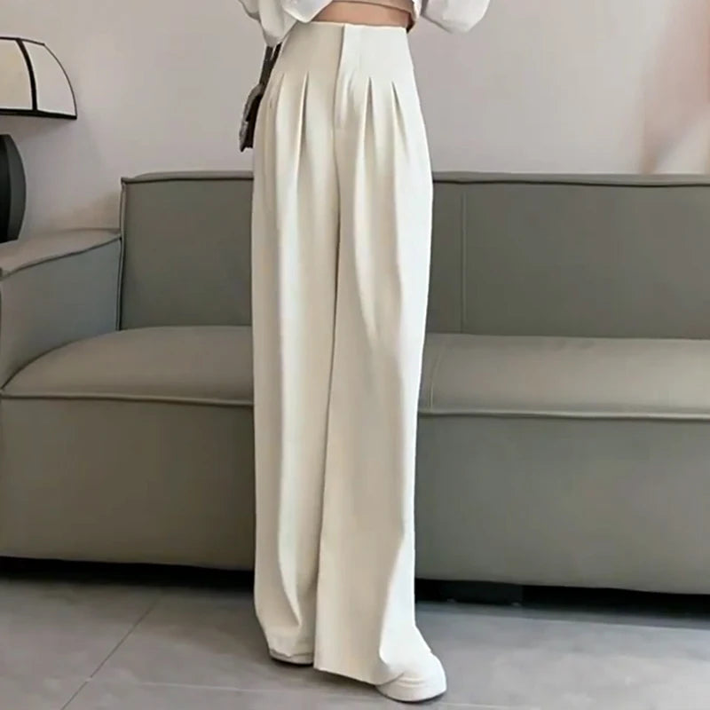 Ultra High Waist Wide Leg Pants - Draped Suit Style