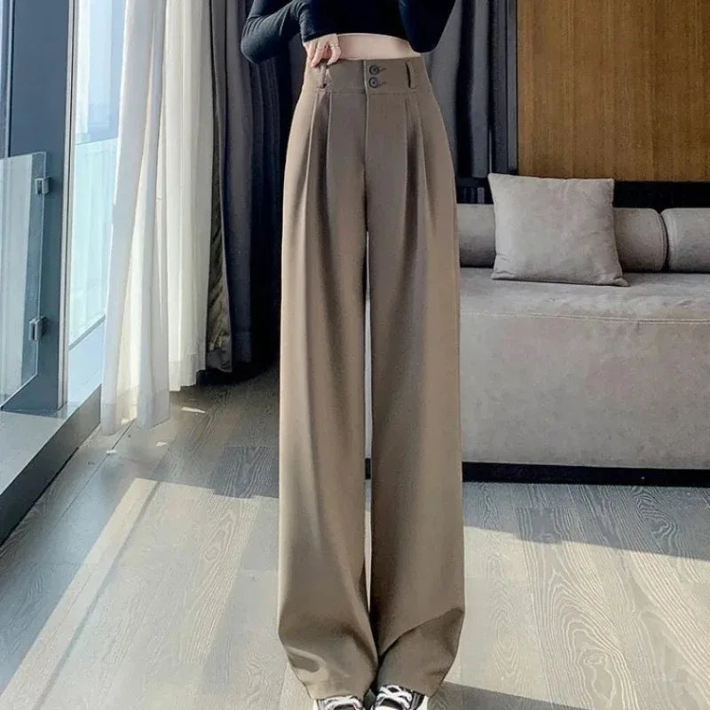 Korean Wide Leg Trousers - High Waist Office Style