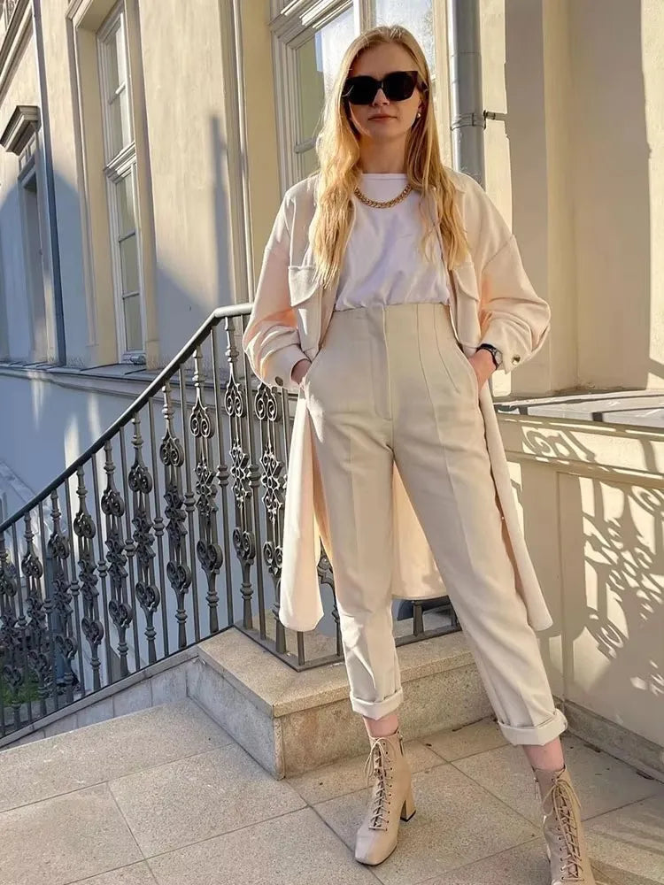 High Waist Pencil Pants - Chic Office Trousers