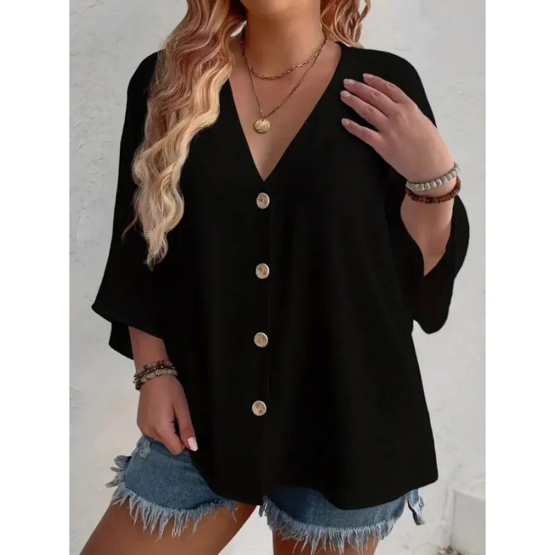 Gadinus Chiffon Button-Detail Blouse