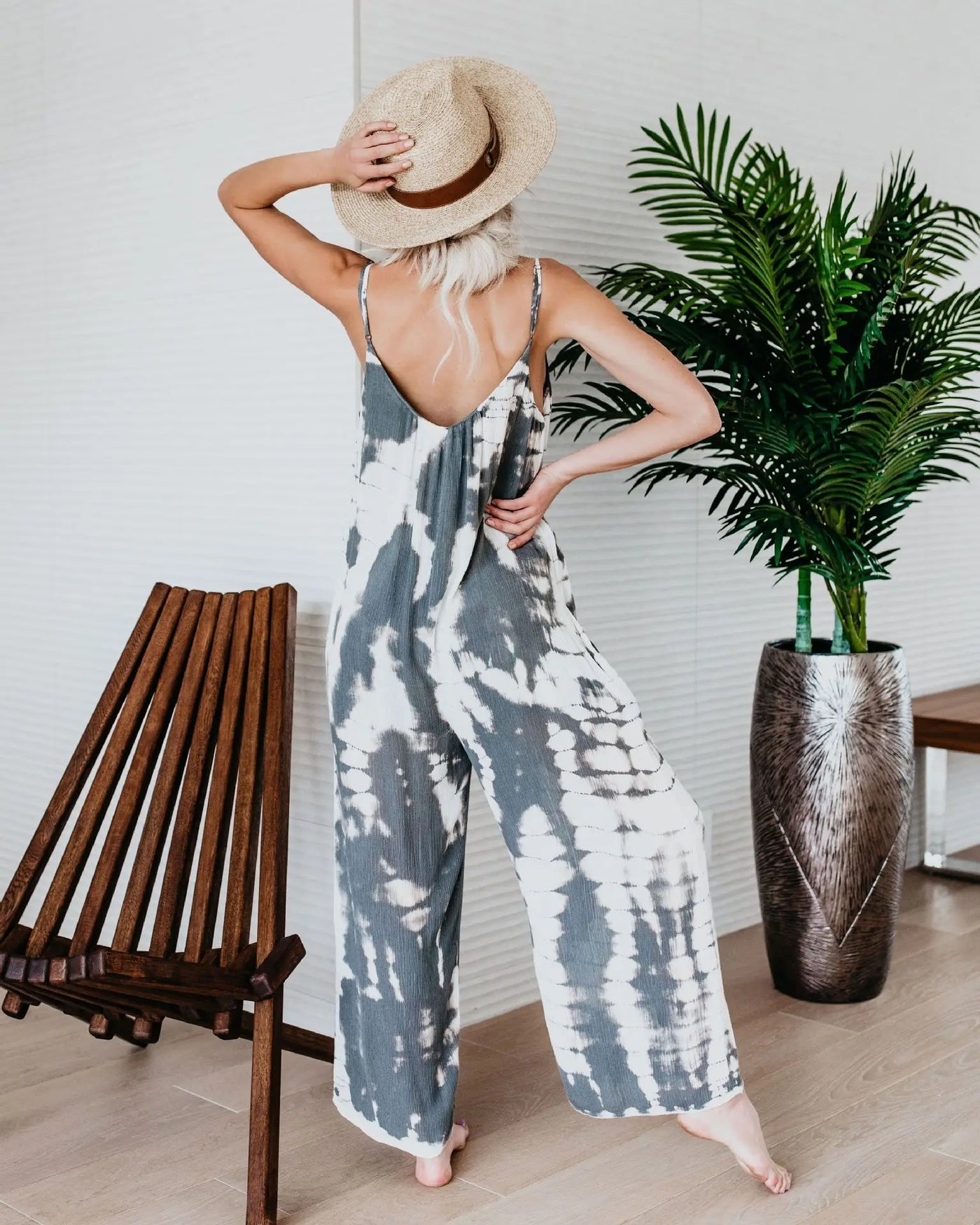Wide-Leg Suspender Jumpsuit