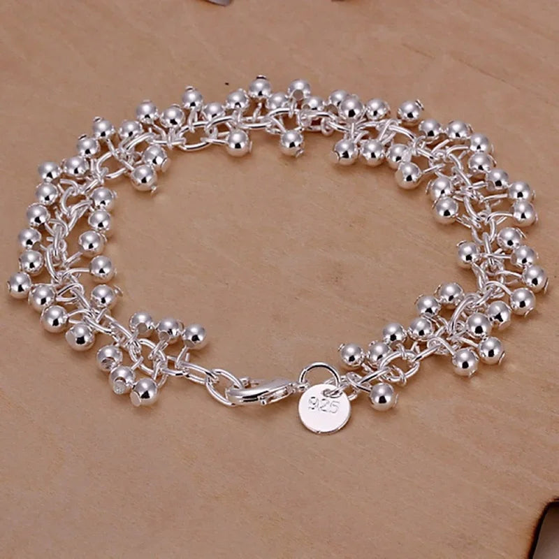 925 Sterling Silver Grape Charm Bracelet - Gift-Ready Style
