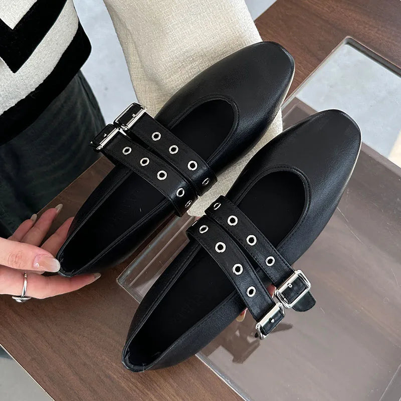 Buckle Strap Ballet Flats - Round Toe Lolita Style